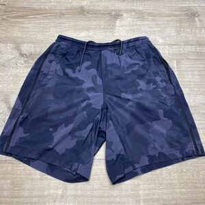 Lululemon Pace Breaker Shorts Mens L Blue Camo Lined Athletic Gym Running 7"